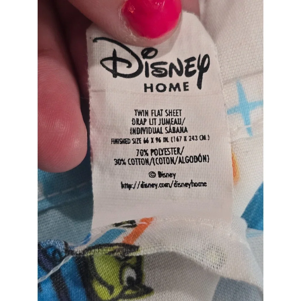 Set of 2 Top Flat Twin Sheets Toy Story‎ Wood Buzz Aliens Fabric Pixar GUC